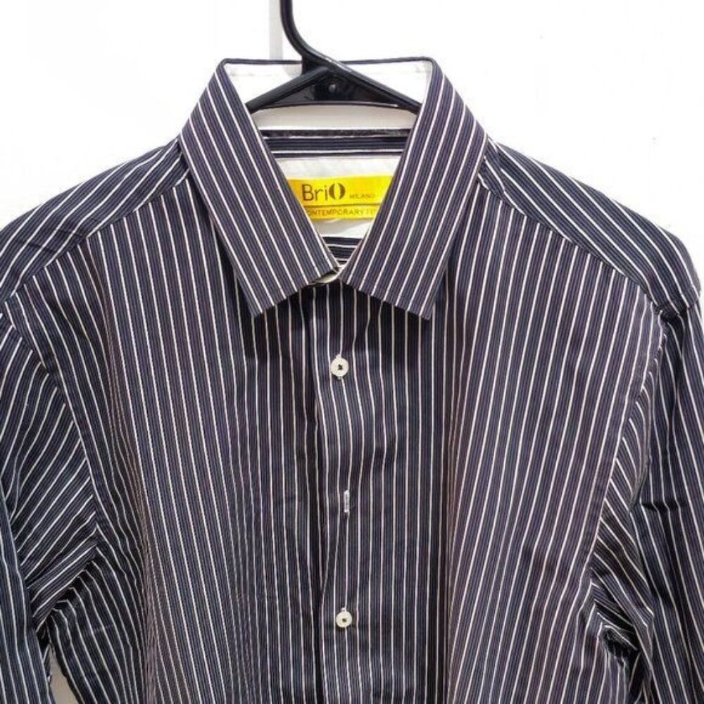 Brio Milano Men’s Contemporary-Fit Striped Long-Sleeve Shirt — Size M